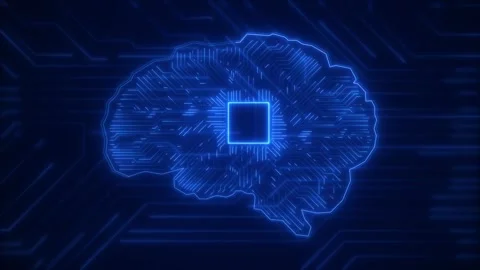 Brain artificial intelligence. Future AI tech machine learning, face circuit Stock Footage 246757228