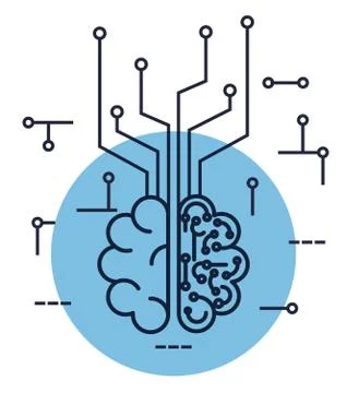 Brain with artificial intelligence icons 스톡 일러스트