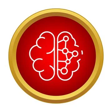 Brain artificial intelligence neural network thinking process icon Stockillustratie