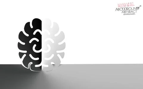 Brain background abstract minimal composition, contrast white or black. Stock Illustration