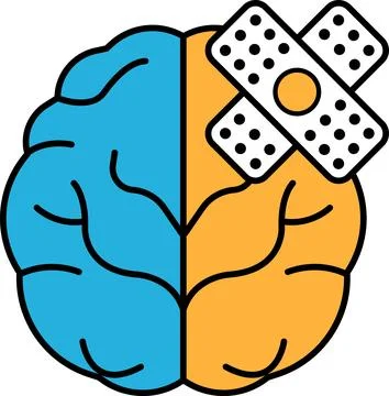 A brain with a bandage on it Illustrazione stock