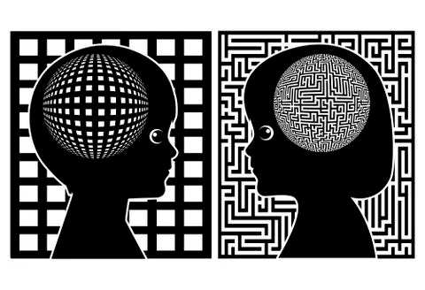 Brain based differences in Boys and Girls Stock Illustration