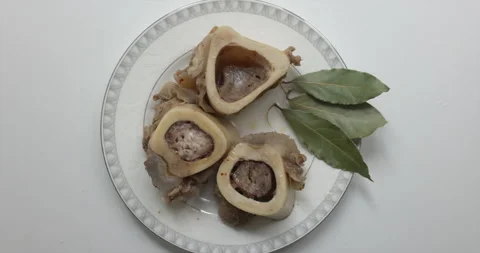 Brain beef bones and broth with garlic Stock Footage 245566676