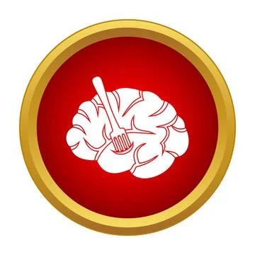 Brain being eaten with a fork representing food for thought 스톡 일러스트