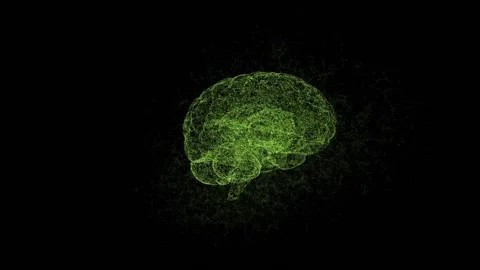 Brain binding of cells. Green digital brain concept. hemispheres of the brain Video stock 168541015