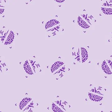 Brain biometric scanner glyph seamless pattern Stock Illustration