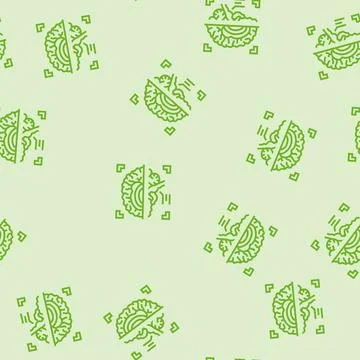 Brain biometric scanner line seamless pattern Stock Illustration