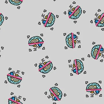 Brain biometric scanner vector seamless pattern Stock Illustration