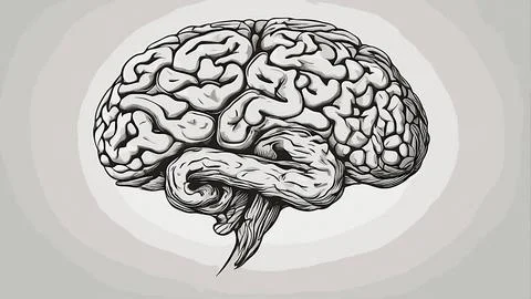 Brain Black and White Stock Illustration