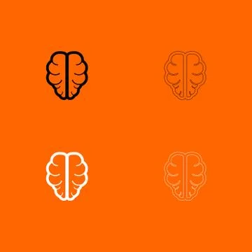 Brain  black and white set icon . Stock Illustration