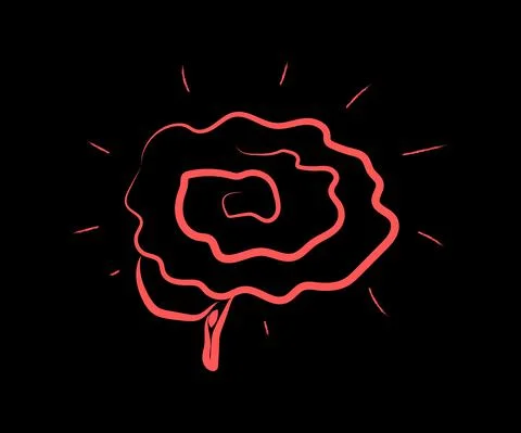 Brain on a black background. Women's logic. Symbol. Stock Illustration