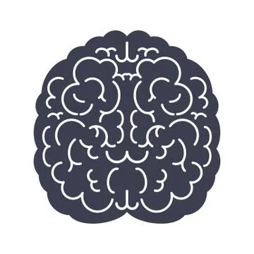 Brain black icon, top view. Mind, creativity and knowledge. Stock Illustration