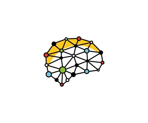 Brain blockchain logo design orange Stock Illustration