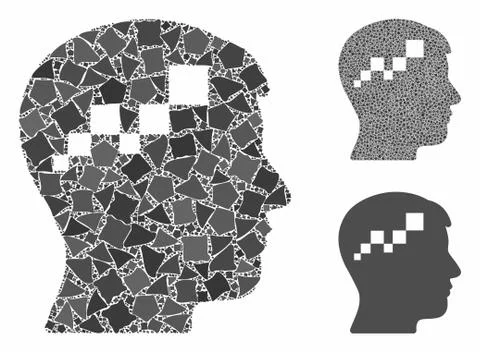 Brain blockchain Mosaic Icon of Irregular Parts 스톡 일러스트
