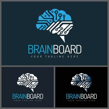 Brain board circuit line logo modern design template Stock Illustration