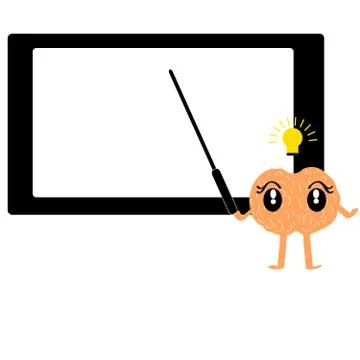 Brain with board on white background Stock Illustration