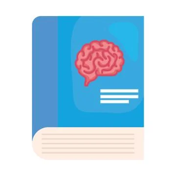 Brain in book for knowledge, education on white background Stock Illustration
