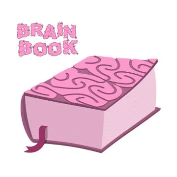 Brain book. Large thick encyclopedia. Cover cerebral cortex. Brains Stock Illustration