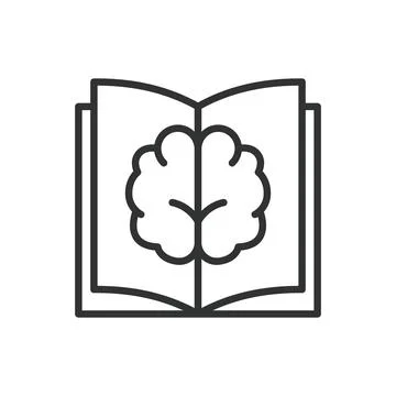 Brain book, in line design. Brain, book, knowledge, learning, education Stock-Illustration