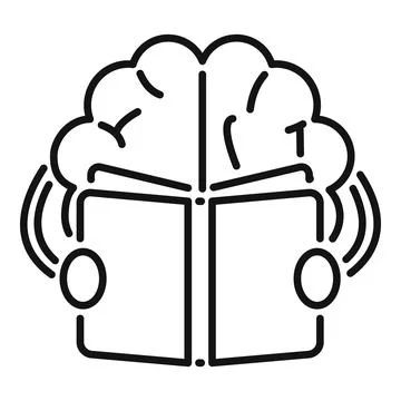 Brain with book reading learning knowledge icon Stock Illustration