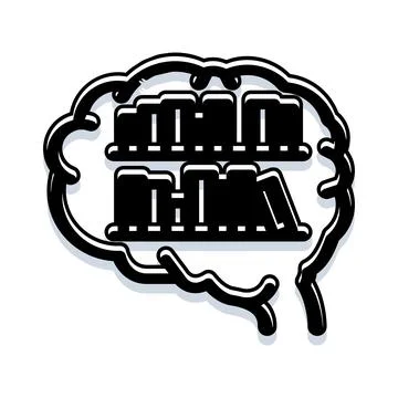 Brain with book shelves representing knowledge and learning Stock Illustration