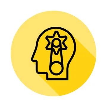 Brain, brainstorming, mental process icon long shadow Stock Illustration