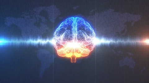 Brain with brainwave in front of Earth background Video stock 73176481