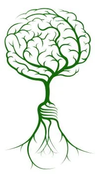 Brain branches light bulb roots Illustrazione stock