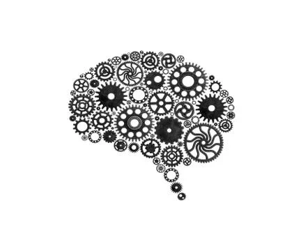 Brain build out of cogs Innovation with ideas and concepts Stockillustratie