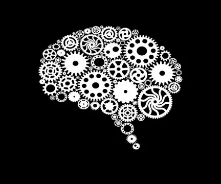 Brain build out of cogs Innovation with ideas and concepts Stock Illustration