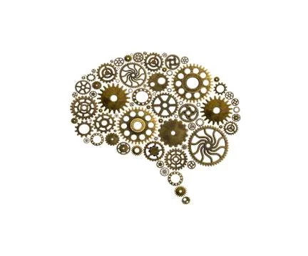 Brain build out of cogs Innovation with ideas and concepts Illustrazione stock