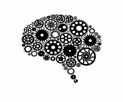 Brain build out of cogs Innovation with ideas and concepts Illustrazione stock