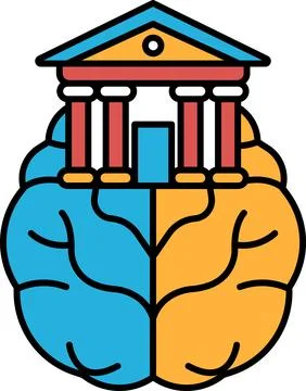 A brain with a building on top of it Ilustración de archivo