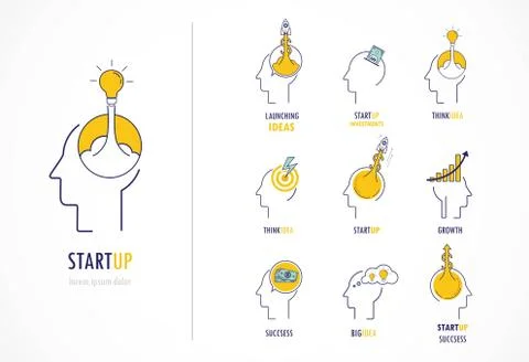 Brain, buisness and Creative mind design icon. Man head  people symbol Stock Illustration
