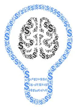Brain Bulb Composition of Dollar Illustrazione stock