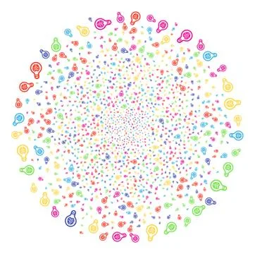 Brain Bulb Fireworks Round Cluster Stock Illustration