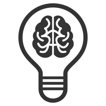 Brain Bulb Flat Vector Icon 스톡 일러스트
