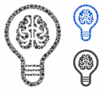 Brain bulb Mosaic Icon of Round Dots イラスト素材