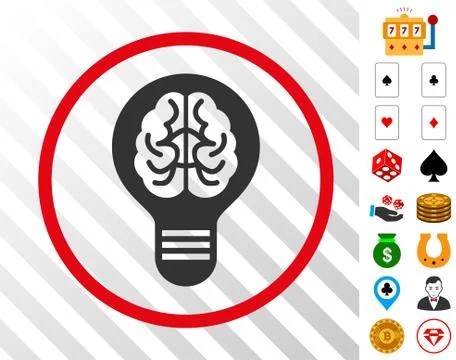 Brain Bulb Rounded Icon with Bonus イラスト素材