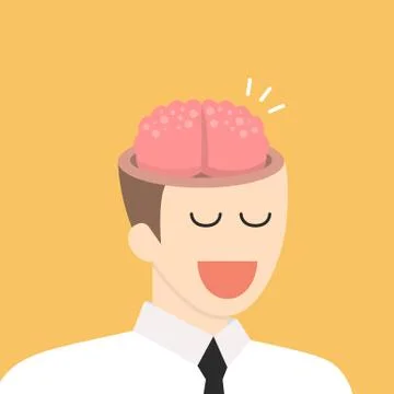 Brain in businessman head Stock Illustration