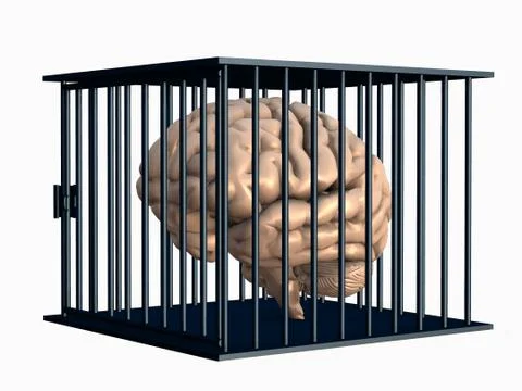 Brain in a Cage Stock Illustration