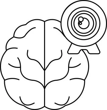 A brain with a camera lens on top of it Stock Illustration