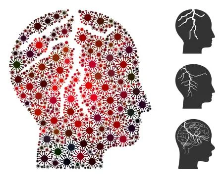Brain Cancer Collage of CoronaVirus Elements イラスト素材