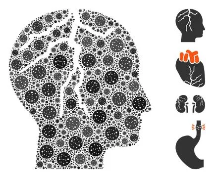 Brain Cancer Collage of CoronaVirus Elements Stock Illustration