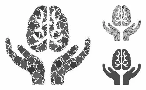 Brain care hands Composition Icon of Ragged Elements Stock Illustration