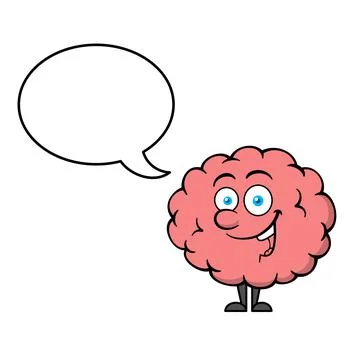 Brain Cartoon Character With Speech Bubble Stock Illustration