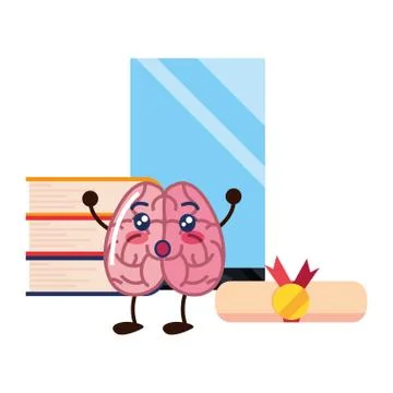Brain cartoon education Illustrazione stock