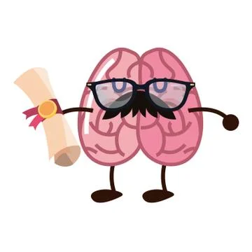 Brain cartoon education Stock Illustration