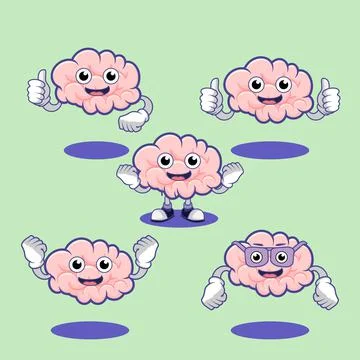 Brain cartoon vector illustration set 스톡 일러스트