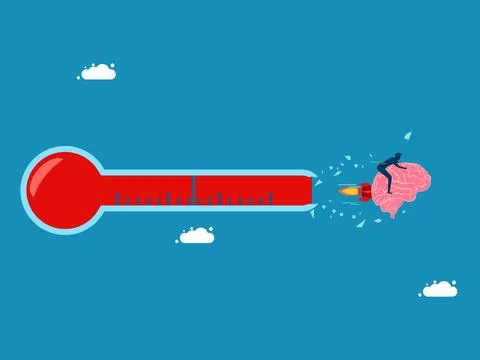 Brain caught in rocket crashes through thermometer Illustrazione stock